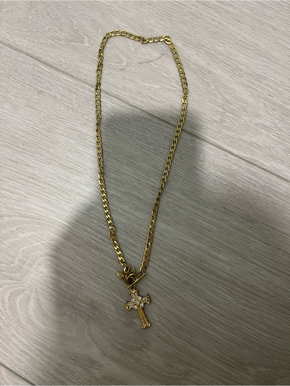 Gold Cross Charm Necklace for Women - Sparkling Pendant on Chain